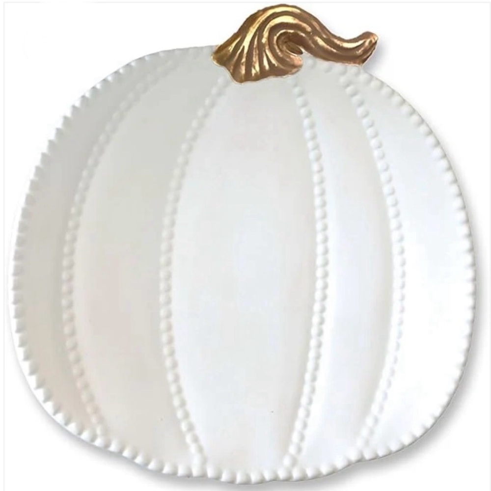 12” Pumpkin Platter with Gold Accent